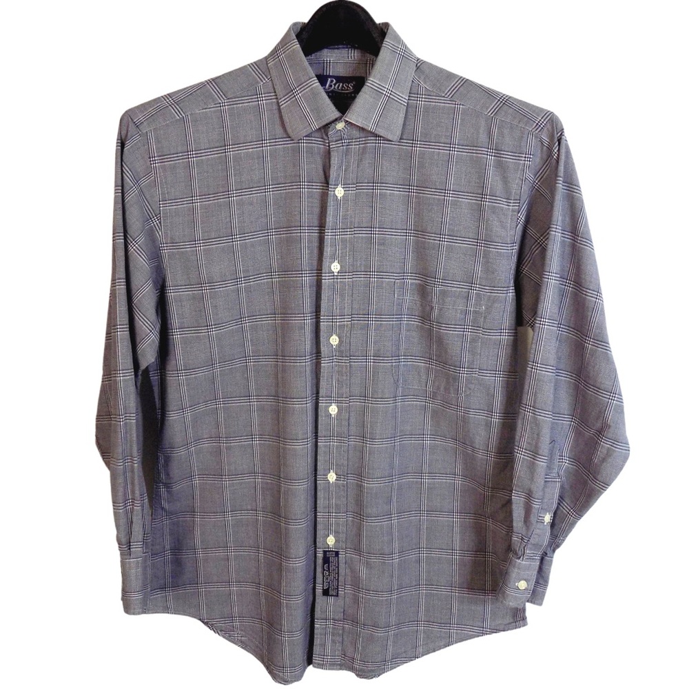 Bass Barharbor Broadcloth 100% Cotton Long Sleeve Button Up Shirt 15.5” 32/33